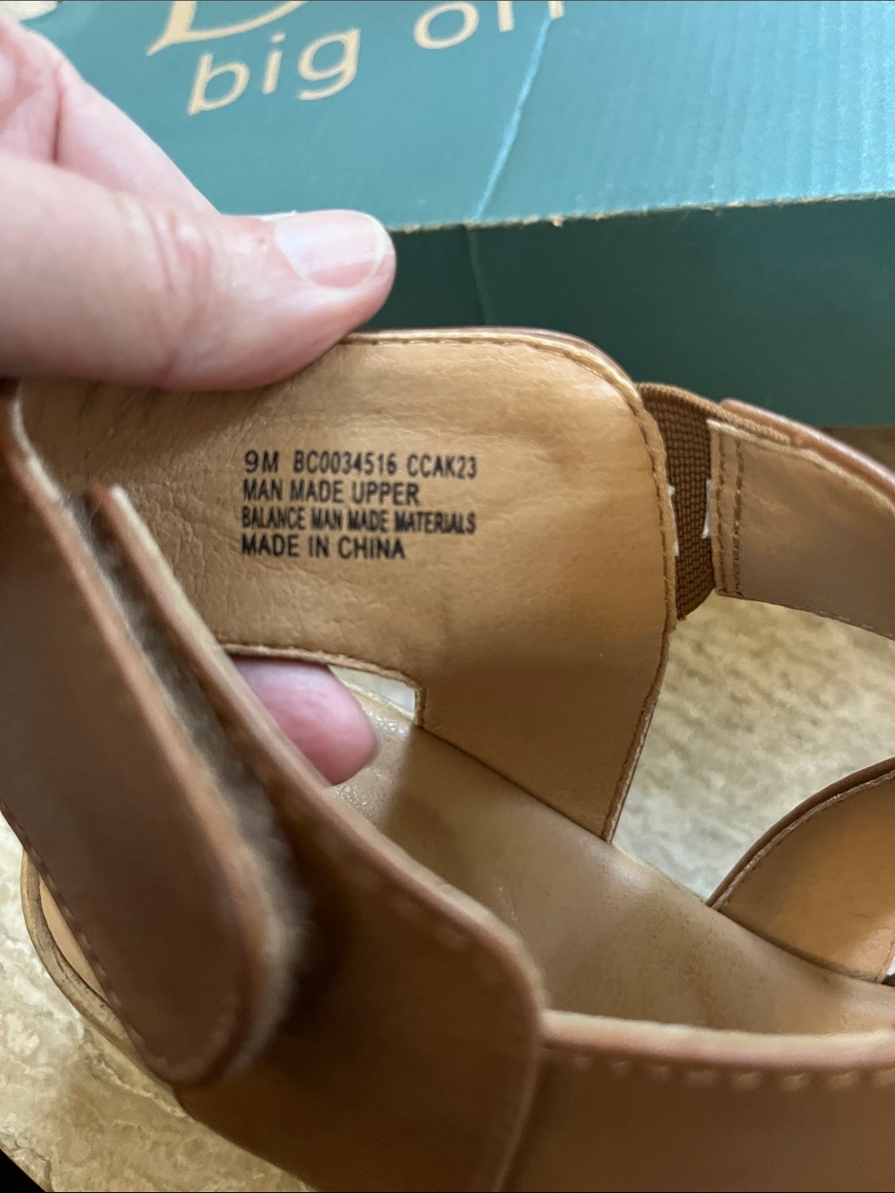 b.o.c. Shola Tan Brown Leather Wedge Sandals with Crisscross Straps - Picture 5 of 5